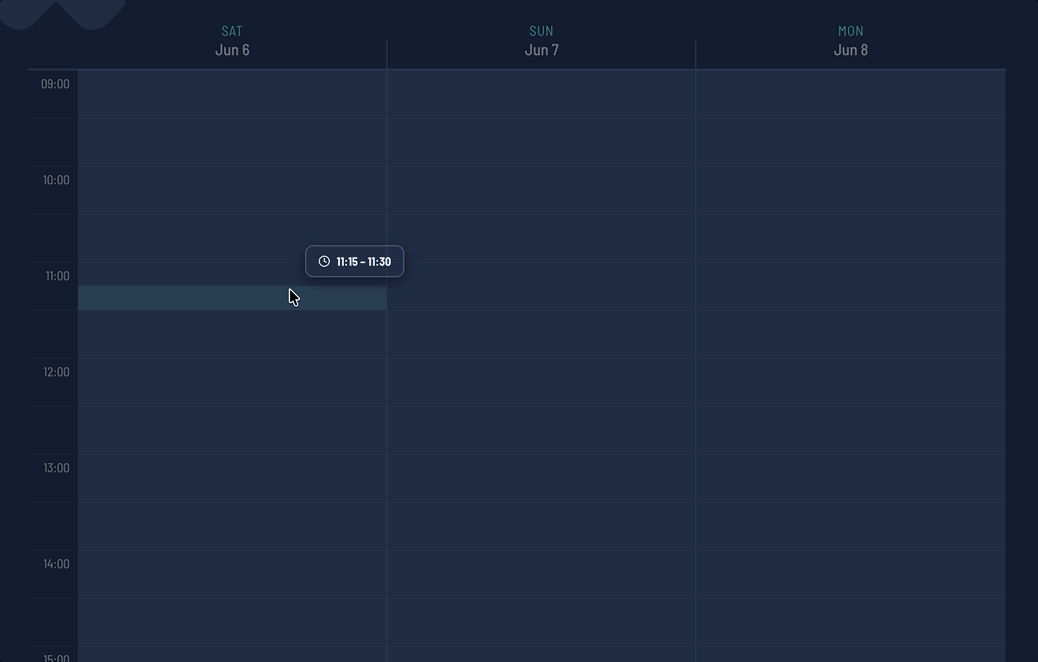 Painting availability across evening time slots in StreamDay's collab availability grid, with each participant's local timezone shown automatically